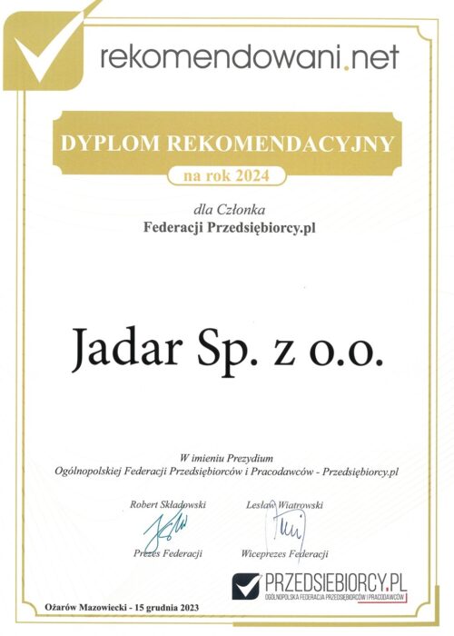 Dyplom rekomendacyjny 2024