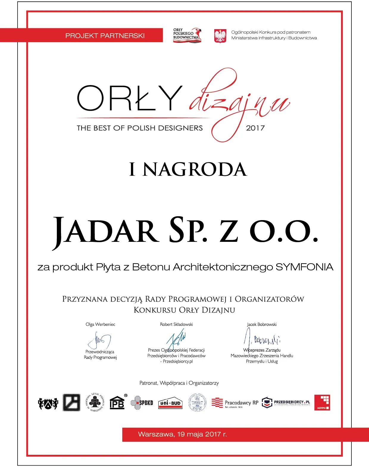 Dyplom Orły Dizajnu 2017