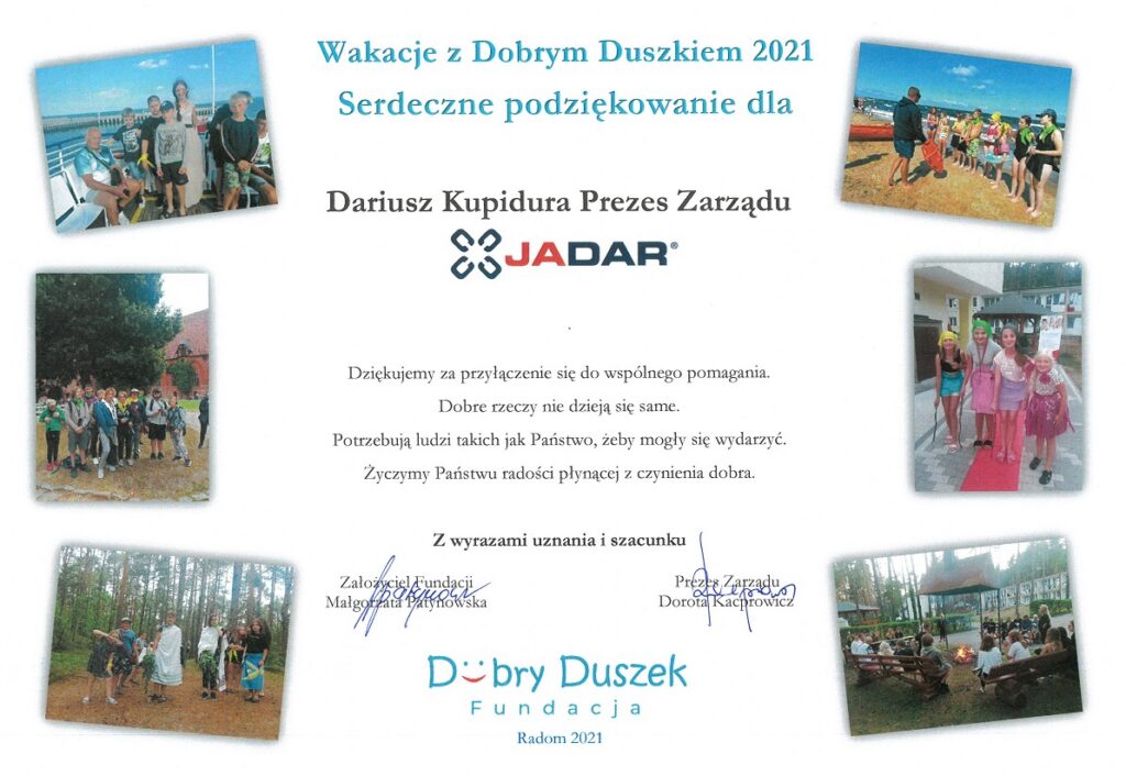 Fundcja Dobry Duszek Podziękowanie Jadar1