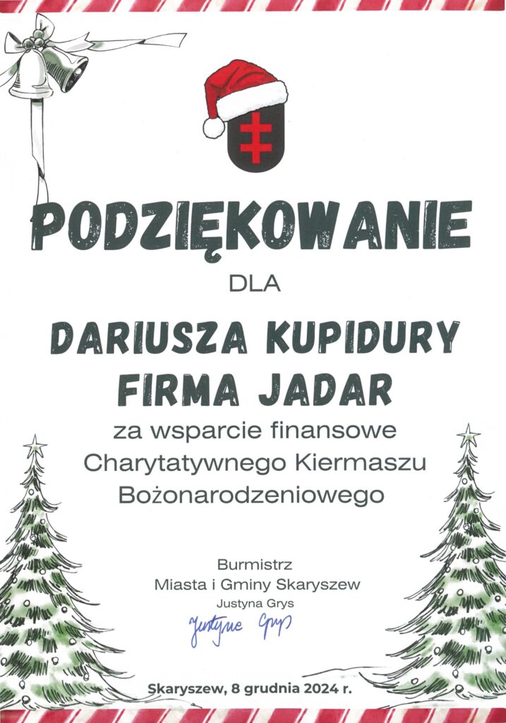 Podziękowanie Skaryszew Dla Dariusza Kupidury B
