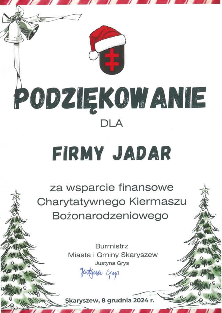 Podziękowanie Skaryszew Dla Jadar B
